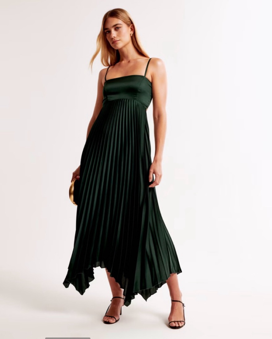 green pleated abercrombie dress Abercrombie and Fitch Dark Green Dress by Abercrombie and Fitch