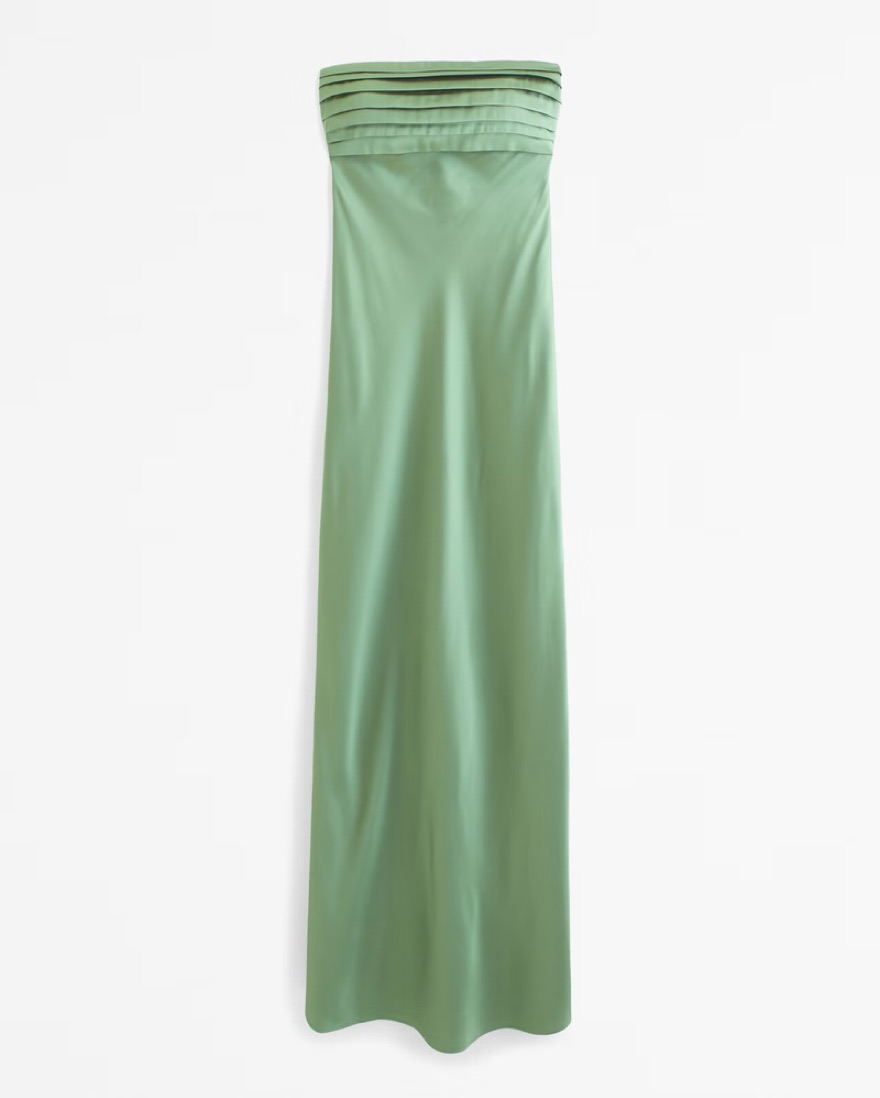 Green Silk Strapless Wedding Guest Dress by Abercrombie and Fitch - Pickle