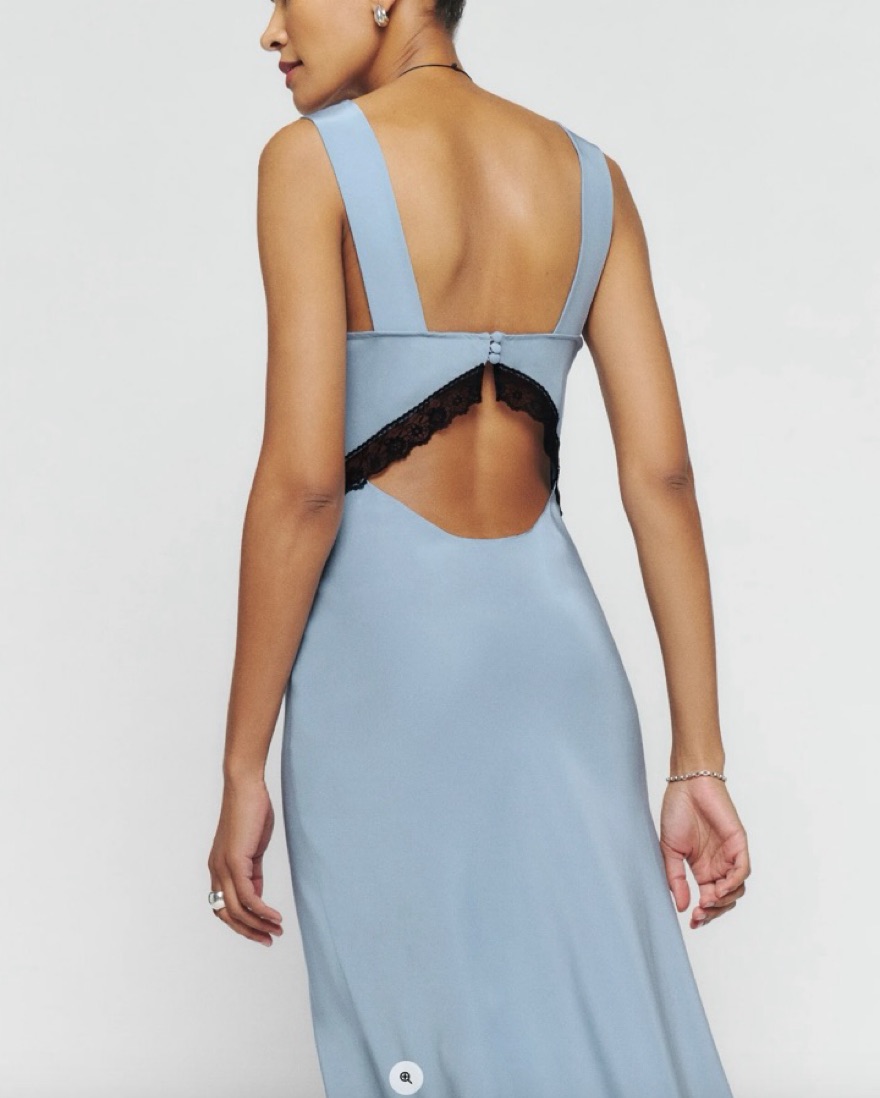 Reformation Blue Silk & Lace Midi Dress by Reformation - Pickle