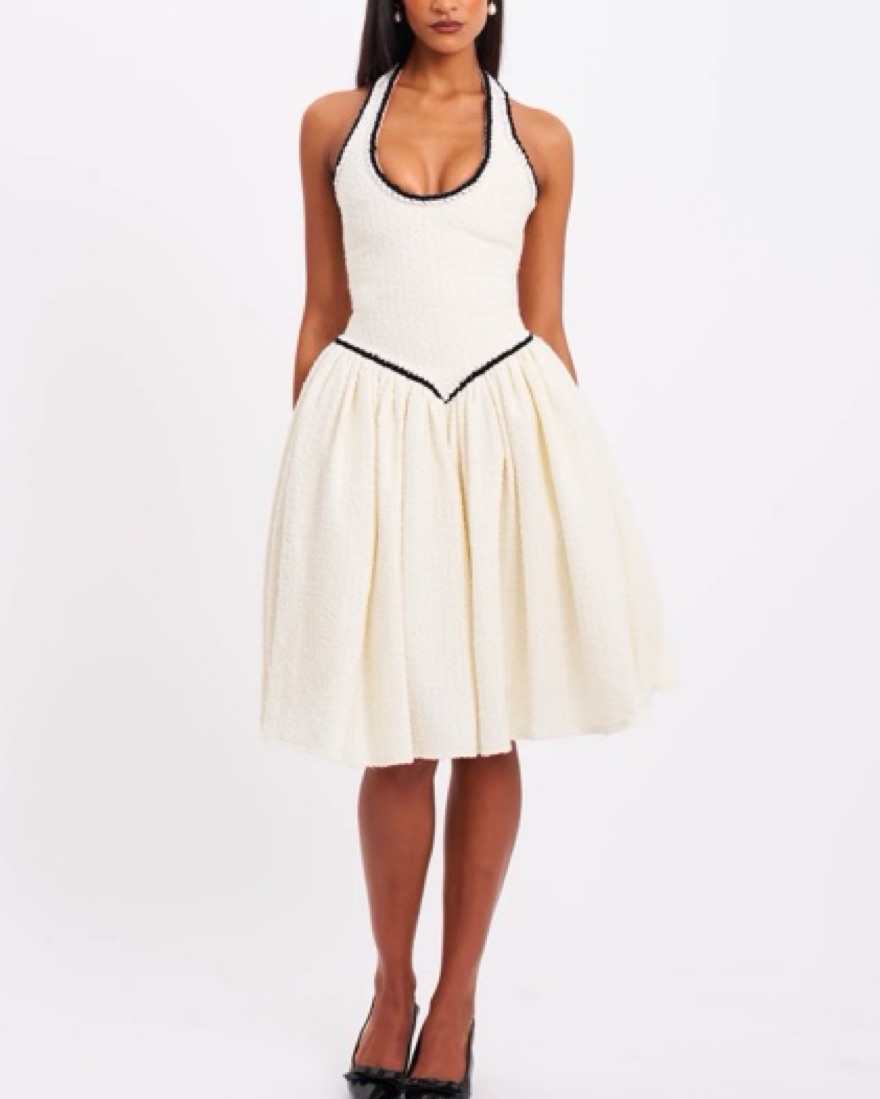 miss circle drop waist dress Miss Circle Sacha White Lace Drop Waist Corset Puffy Mini Dress L