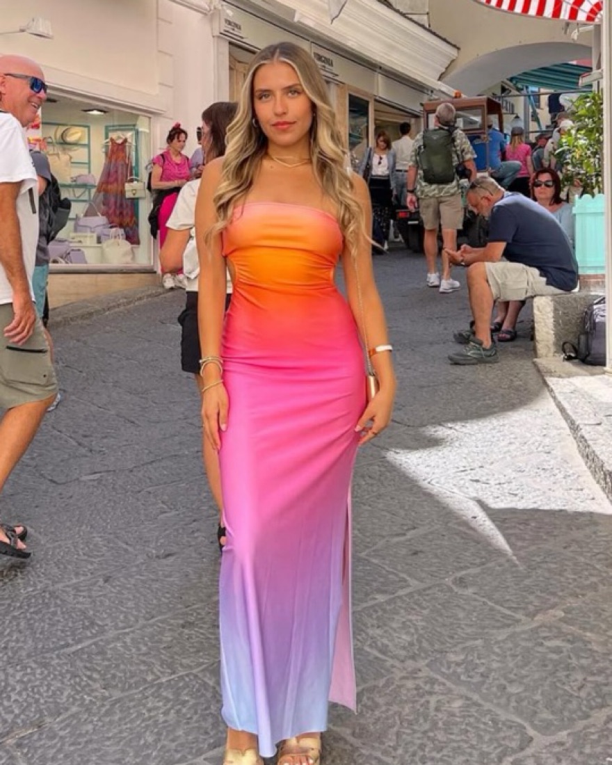 baobab pink and orange dress Baobab Mambo Dress in Fiesta
