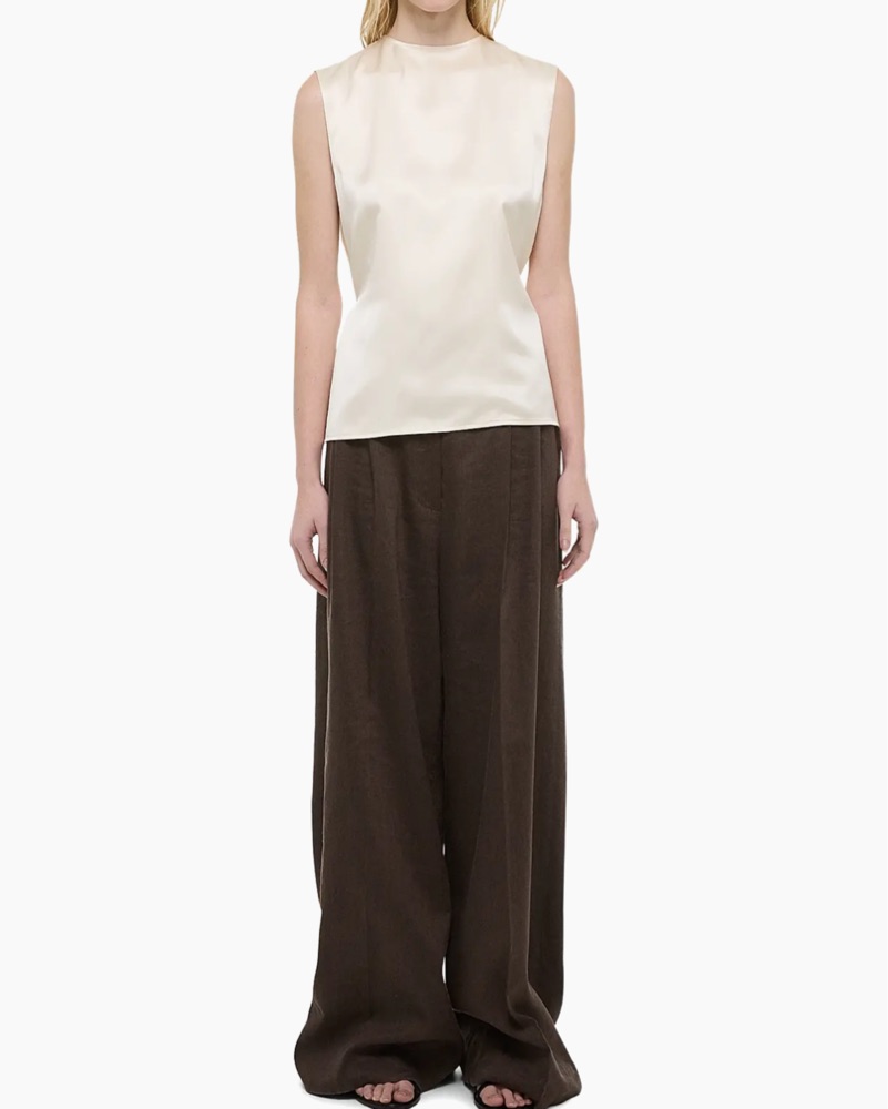Helmut Lang Draped Silk Charmeuse Top by Helmut Lang - Pickle