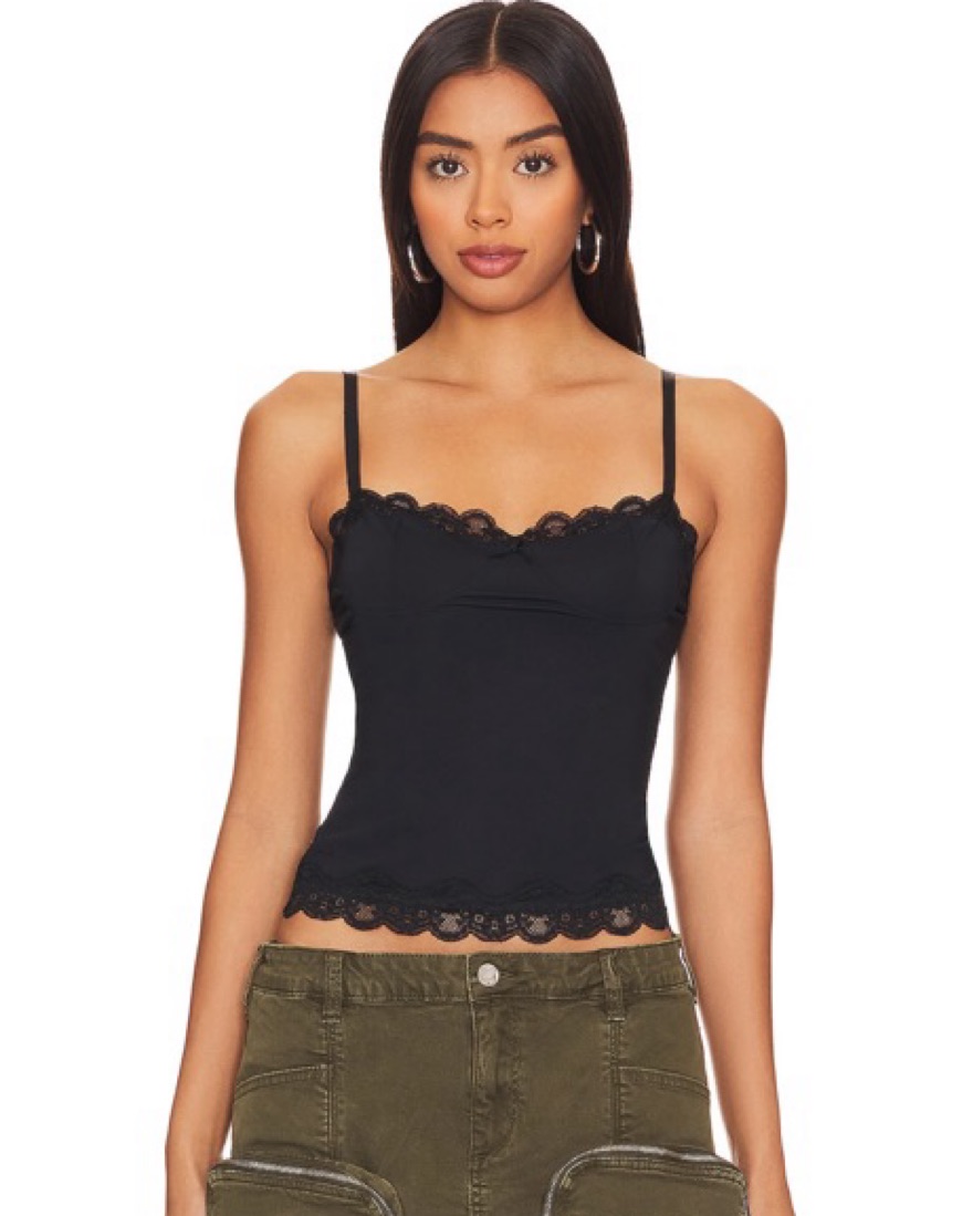 Lionness Black Lace Trimmed Cami by Lioness - Pickle