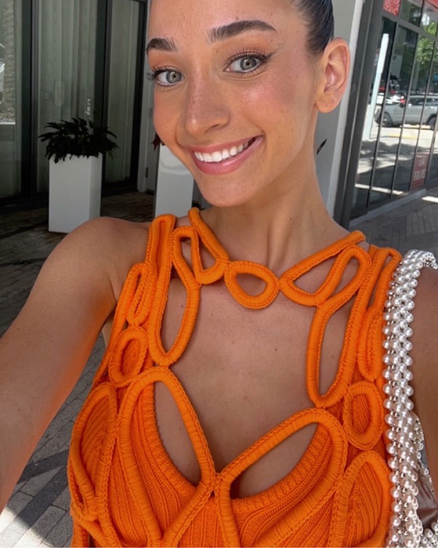 Cult Gaia Orange Crochet Set (3 Parts) by Cult Gaia | Pickle