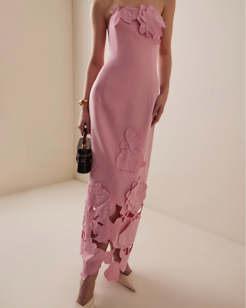 Leo Lin Strapless Floral Applique Gown by Leo Lin - Pickle