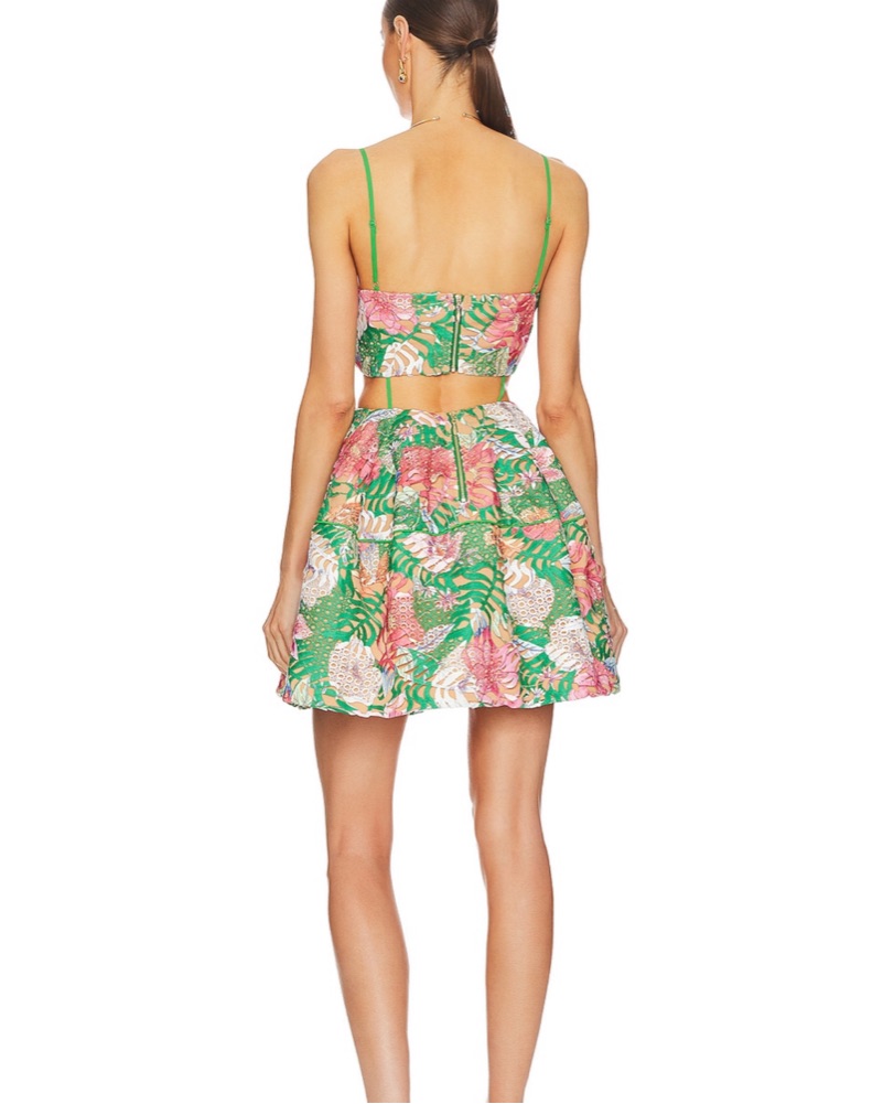 darner strapless mini dress in green floral Elliatt Darner Mini Dress Floral Size 12