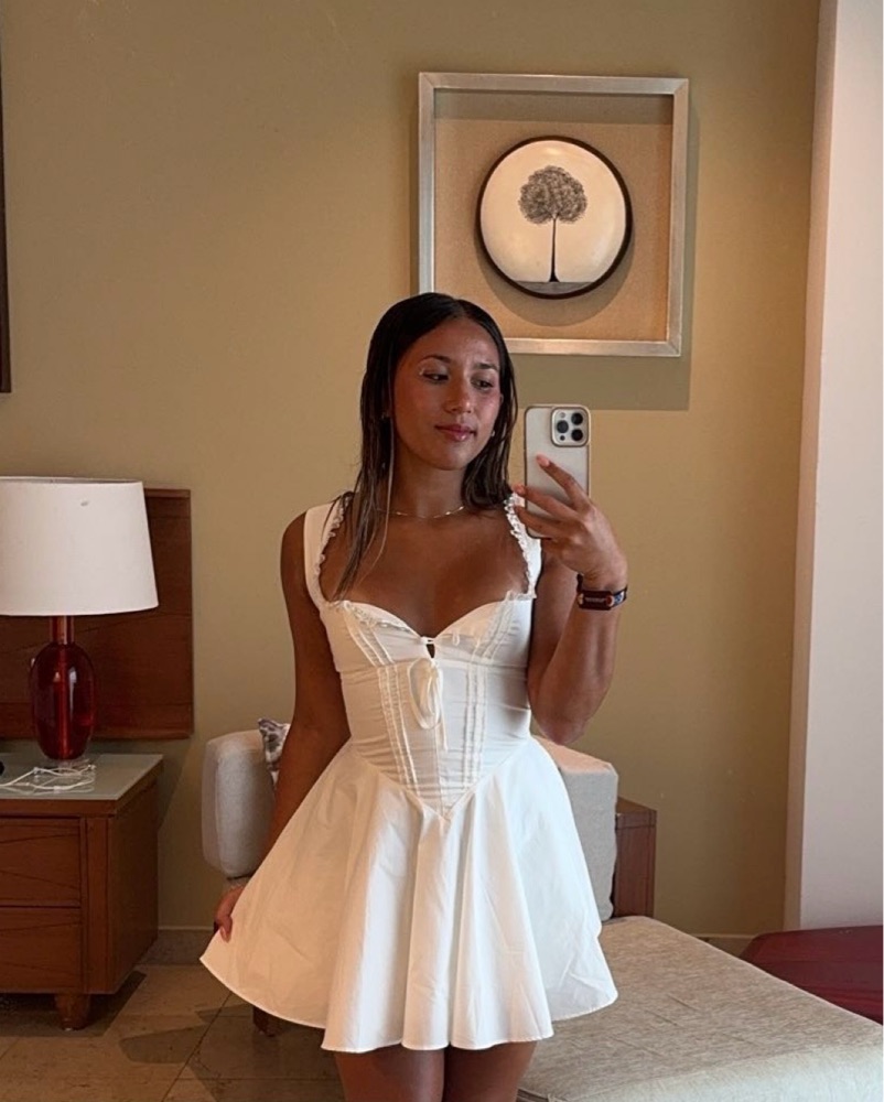 babyboo white mini dress Asha neck spaghetti strap design ensures youll be the talk of the town Babyboo 'Katrina' White Bandeau Mini