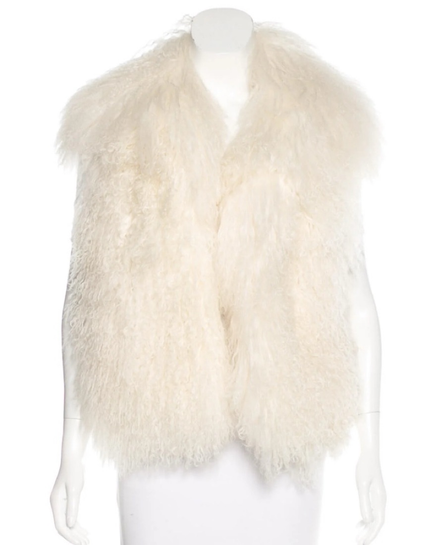 ムートン・ファーコート MOLLIOLLI MONE Crop Mini Fur Vest Pouch Set Ivory Yellow Designer fashion, Seoul-fully created | W Concept