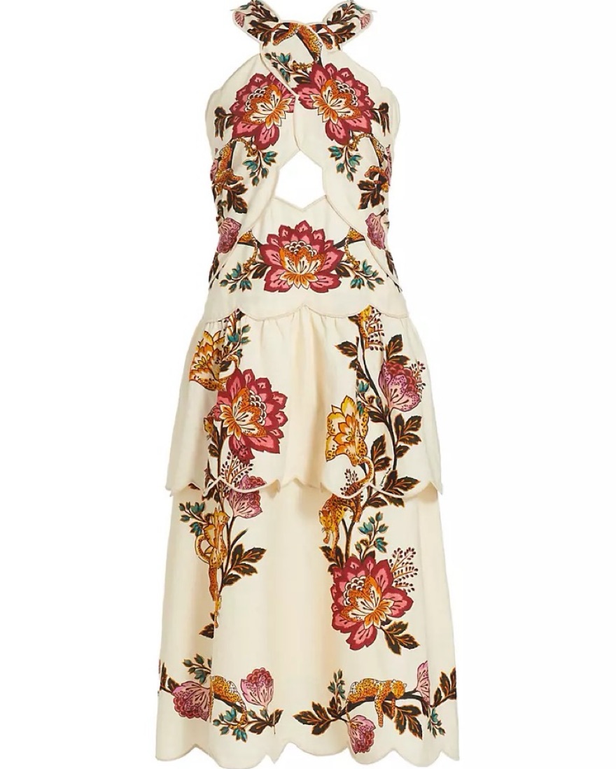 Farm Rio Leopard Flowers Sand Midi Dress by Farm Rio - Pickle