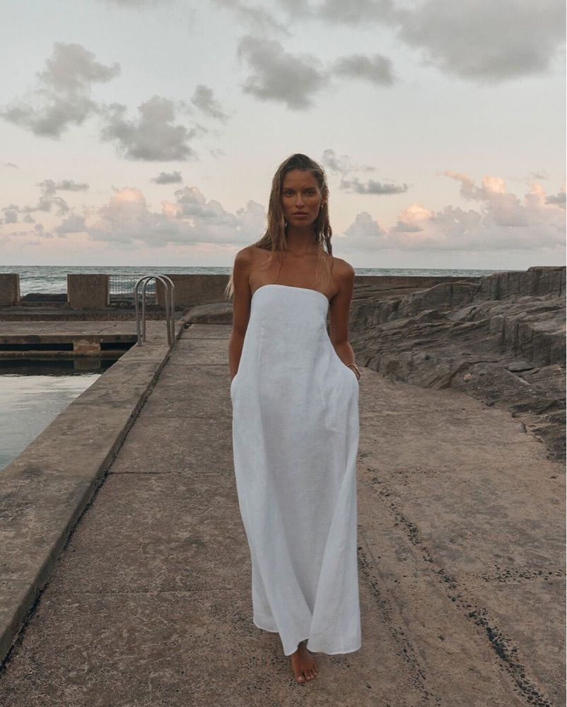 fit and flare a line dresses for women Fit & Flare A-Line Midi Dress in Vanilla main image 0