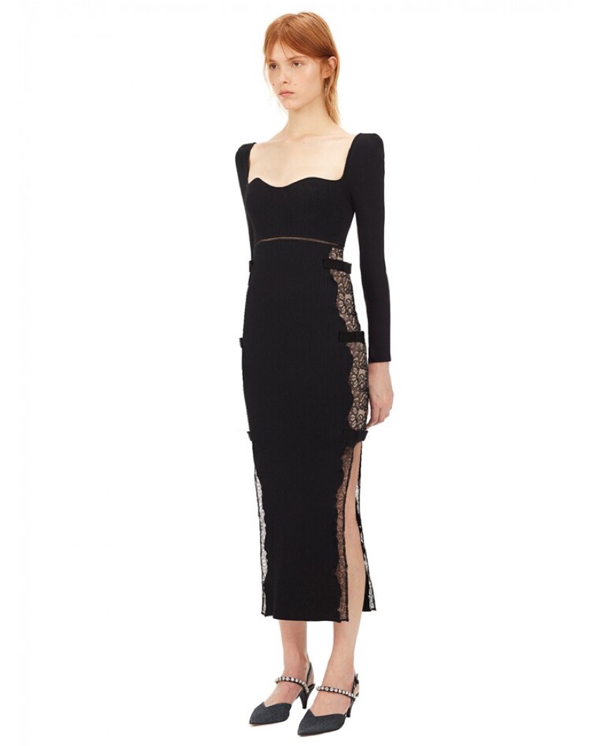 美品 セルフポートレイト Lace Pattern Midi Dress Self Portrait Black Lace Midi Dress by Self Portrait - Pickle