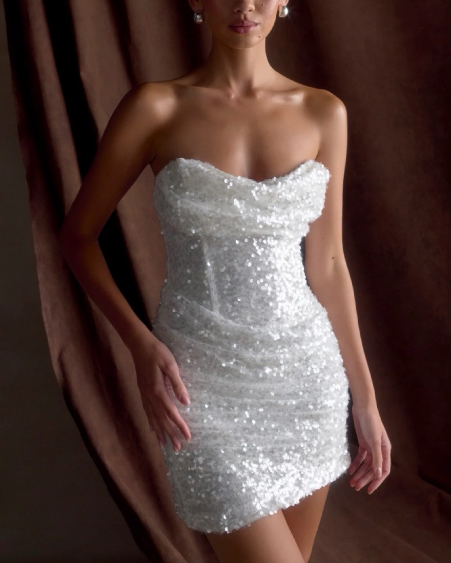 nala sequin mini dress MESHKI Nala Sequin Mini by Meshki