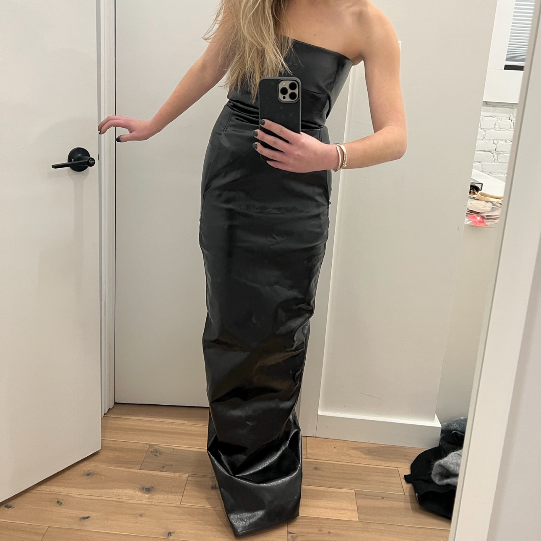 【関税＆送料込み】Rick Owens Strapless Maxi Dress RICK OWENS Prong strapless coated-denim maxi dress | NET-A