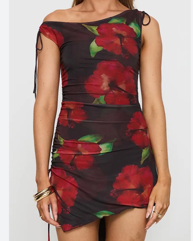 Princess Polly Floral Off-Shoulder Dress by Princess Polly - Pickle