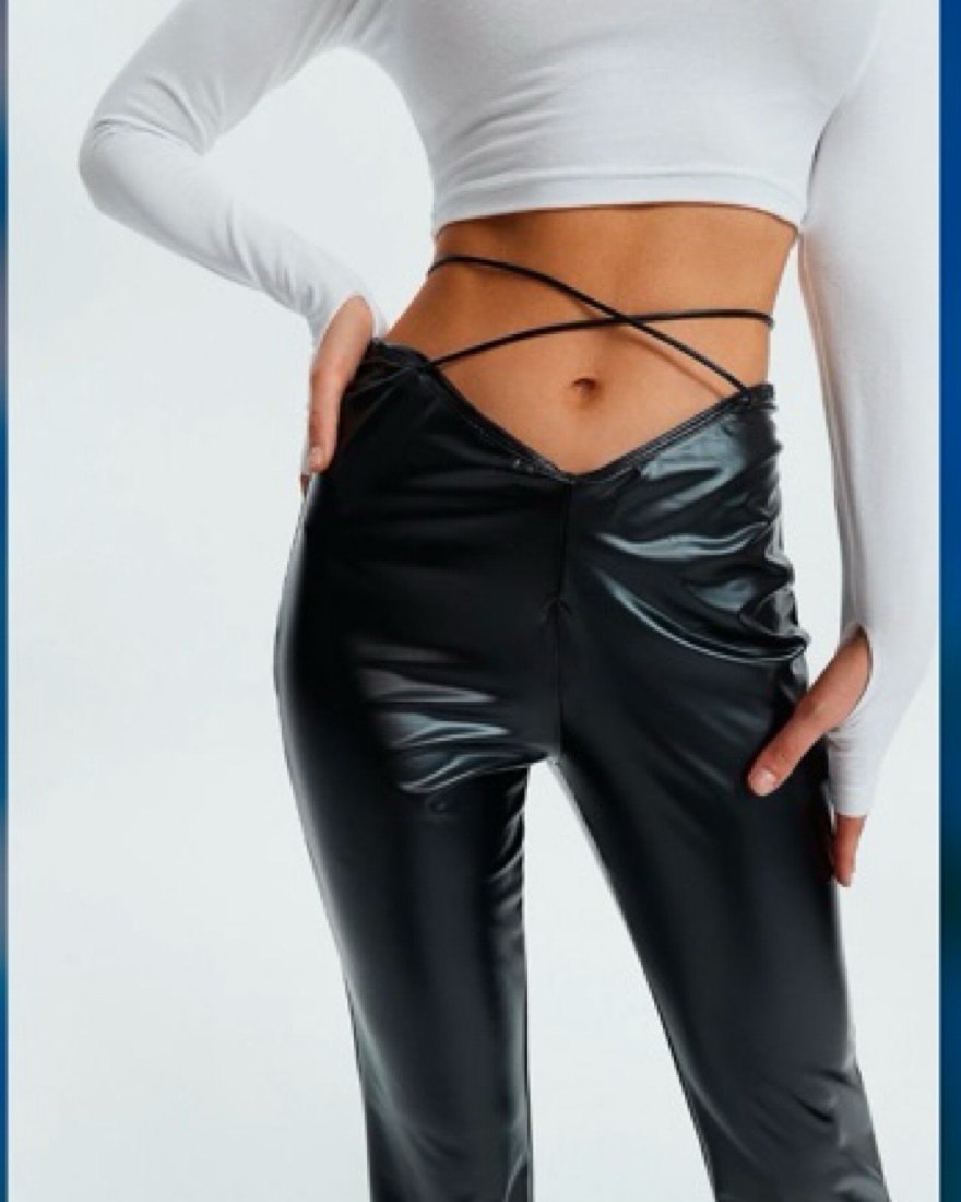 Criss Cross Leather Pants by Solado - Pickle
