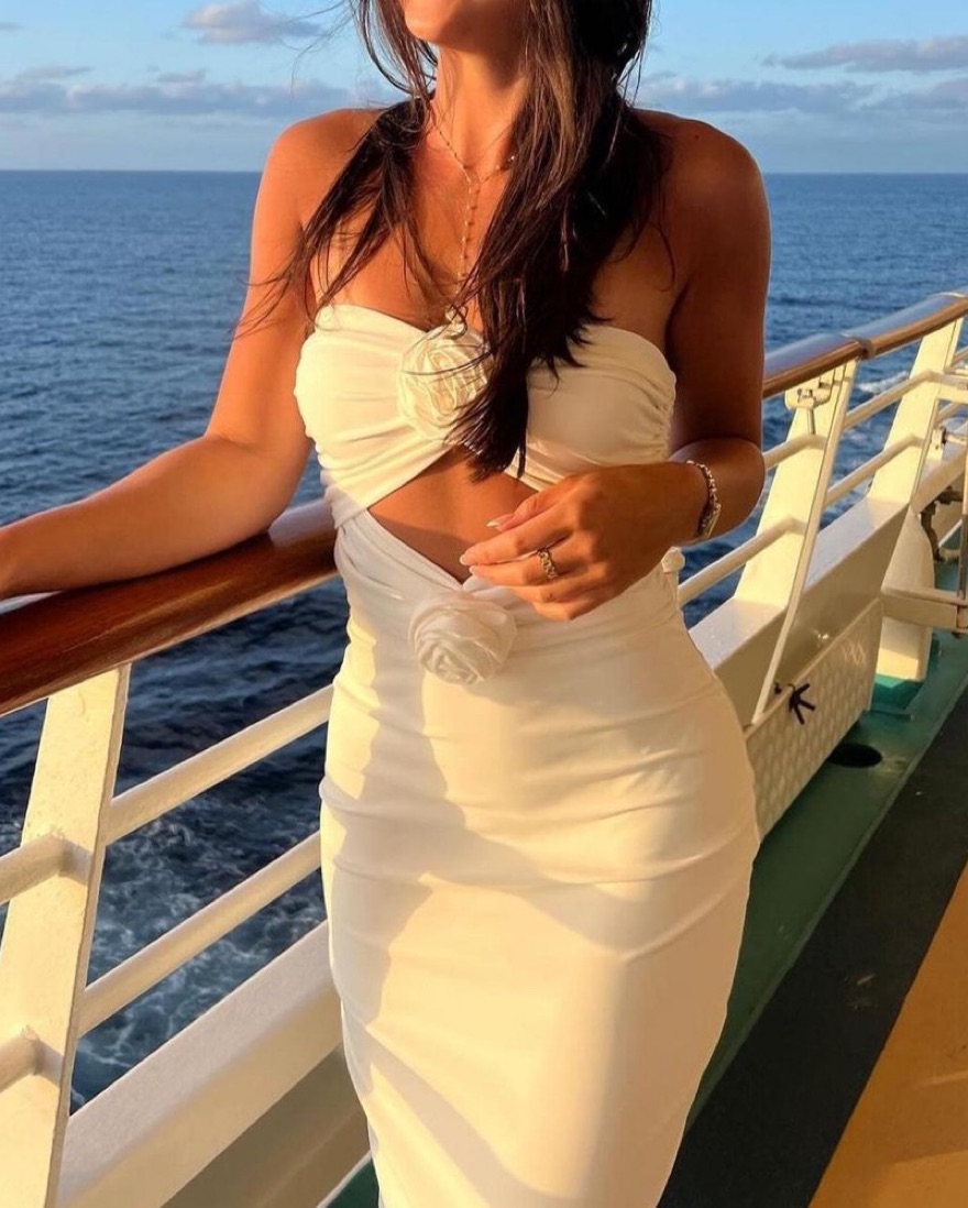 high low white strapless dress Kalari Strapless Layered Mini Dress White main image 0