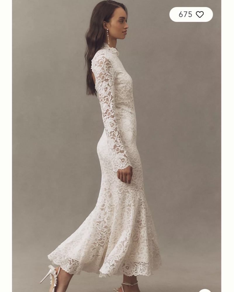 BHLDN Lace Long Sleeve Maxi Dress by BHLDN - Pickle