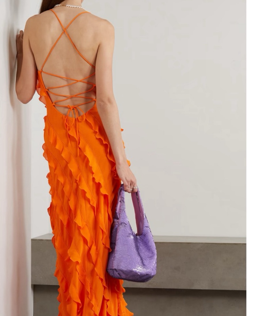 staud dress orange Gianna halter maxi dress in orange - Staud