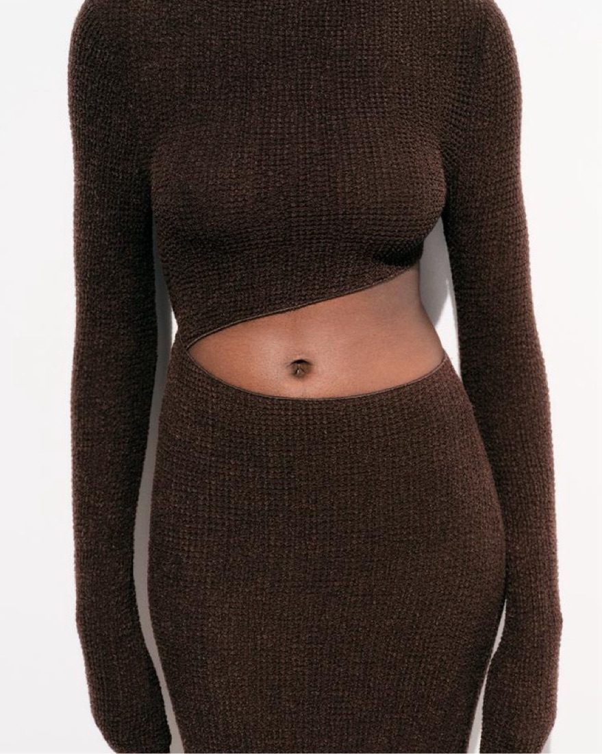 brown ribbed dress zara Zara Beige Ribbed Maxi Dress – CuzyeahCloset main image 1