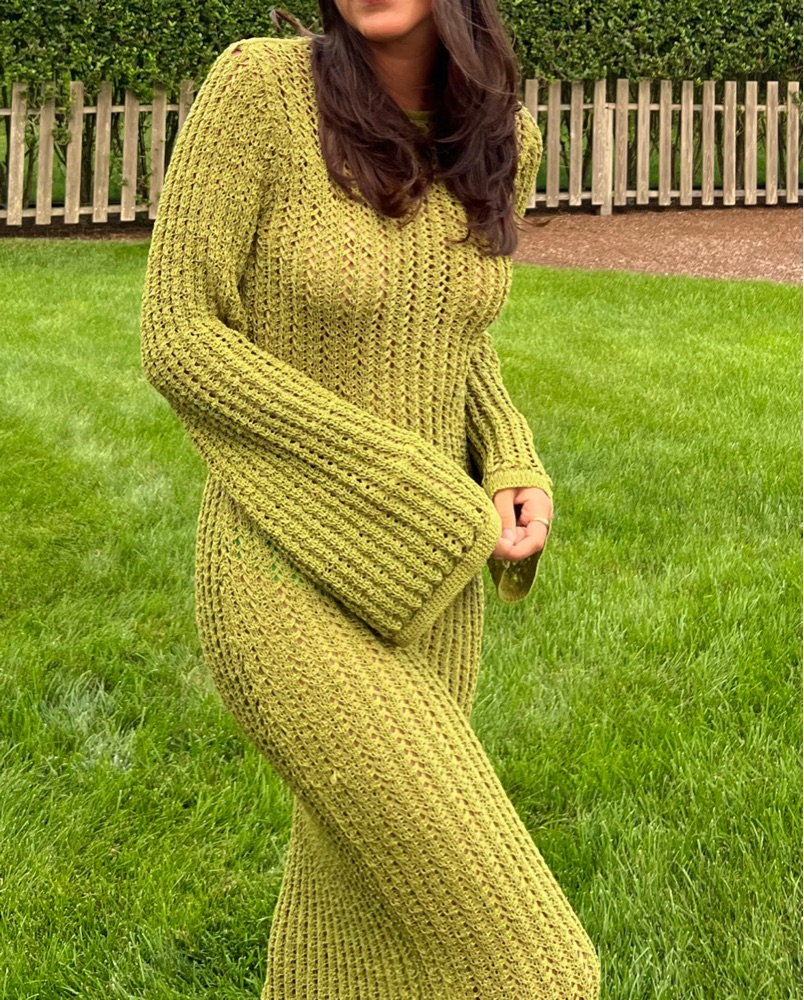 Green Knit See Through Dress by Vintage - Pickle