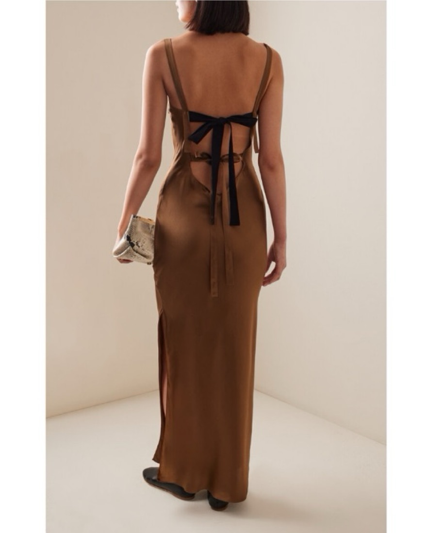 Catania Tie-Back Silk Maxi Dress by The Garment - Pickle