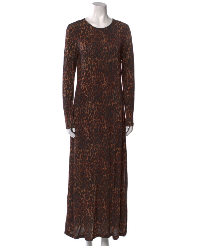 solid brown cheeta print dress Coralyn Silk Dress in Mila Leopard Brown main image 1