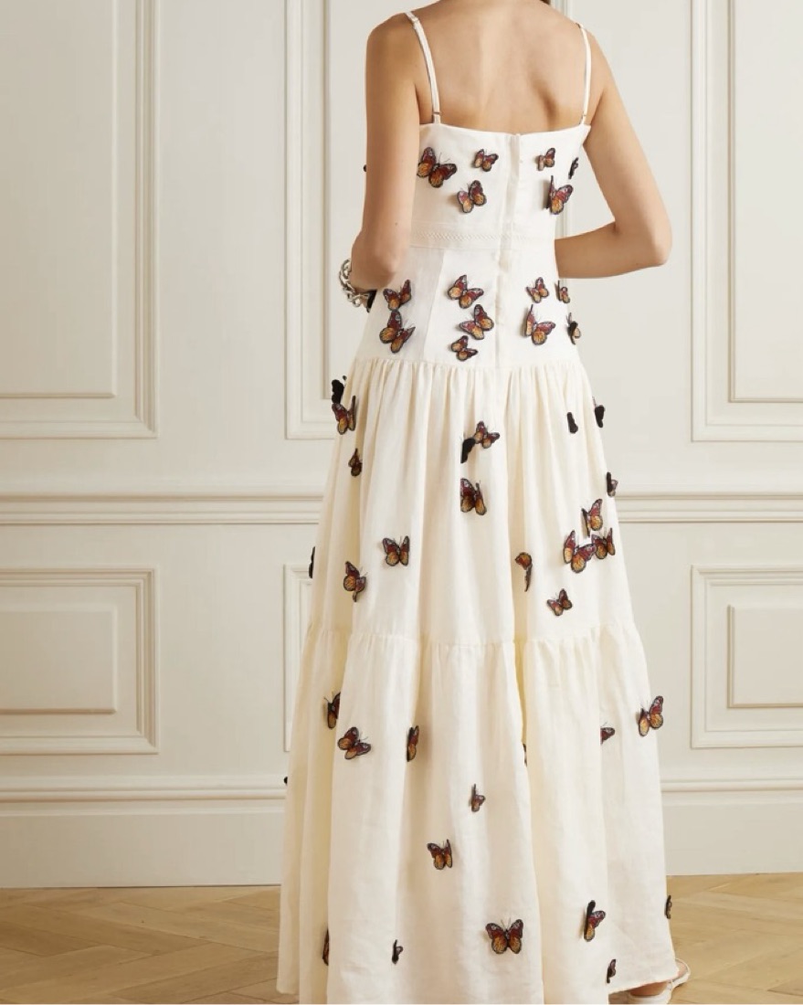 Agua Bendita Lima Butterfly Linen Maxi by Agua by Agua Bendita - Pickle