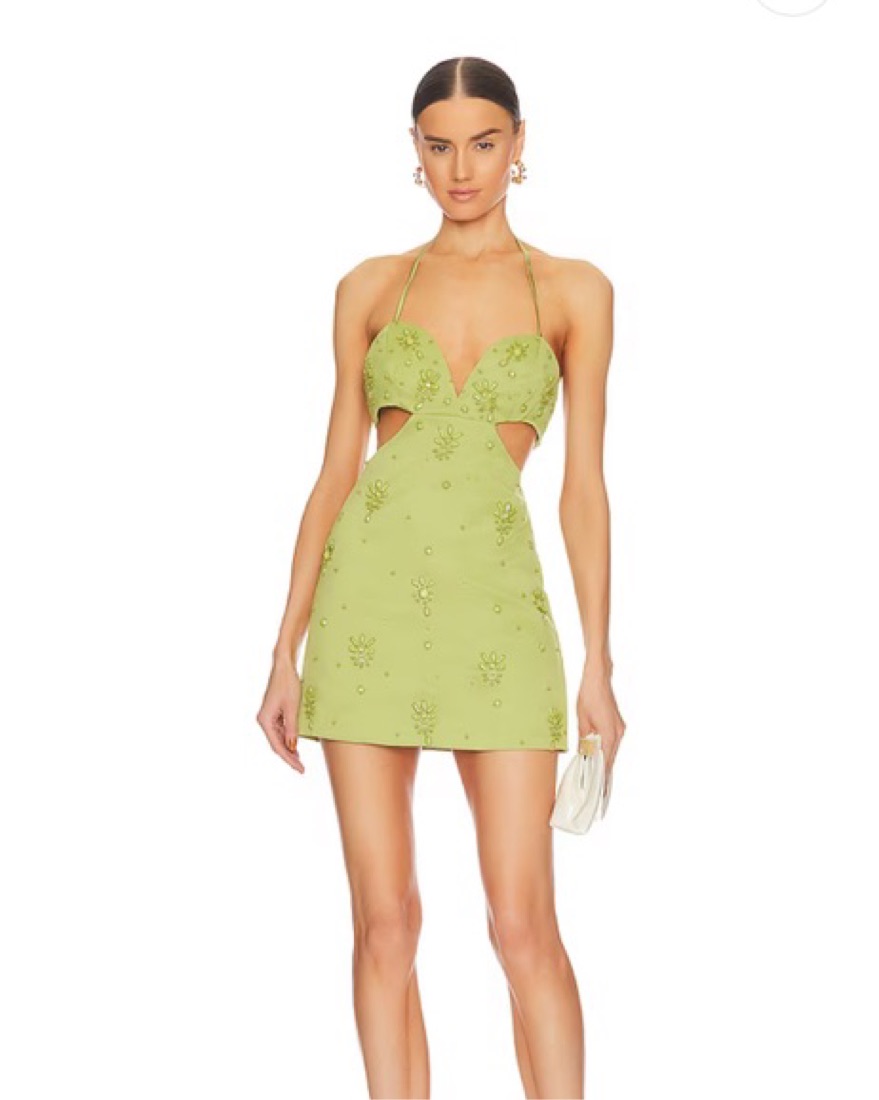Revolve Portia Mini Dress in Jade Green by Majorelle - Pickle