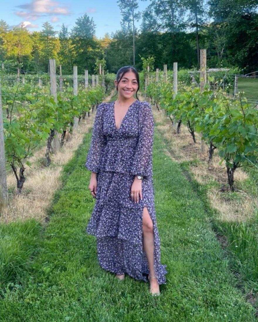 purple ditsy dress Lona Midi Dress in Ditsy Rose Lilac