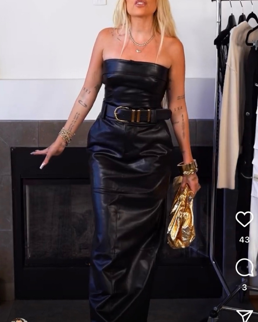 Helsa Leather Two Piece Maxi Set by Helsa - Pickle