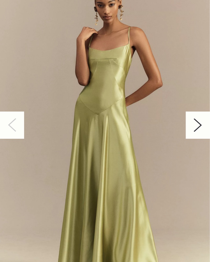 Sage green emmy satin dropwaist dress by Anthropologie - Pickle