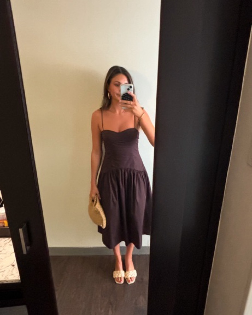 peppermayo brown and black dress Jordana Twist Maxi Dress