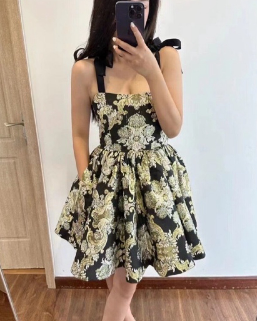 alice and olivia black and gold dress TAHARA RUFFLE SLEEVE TIERED MAXI DRESS in BLACK/GOLD
