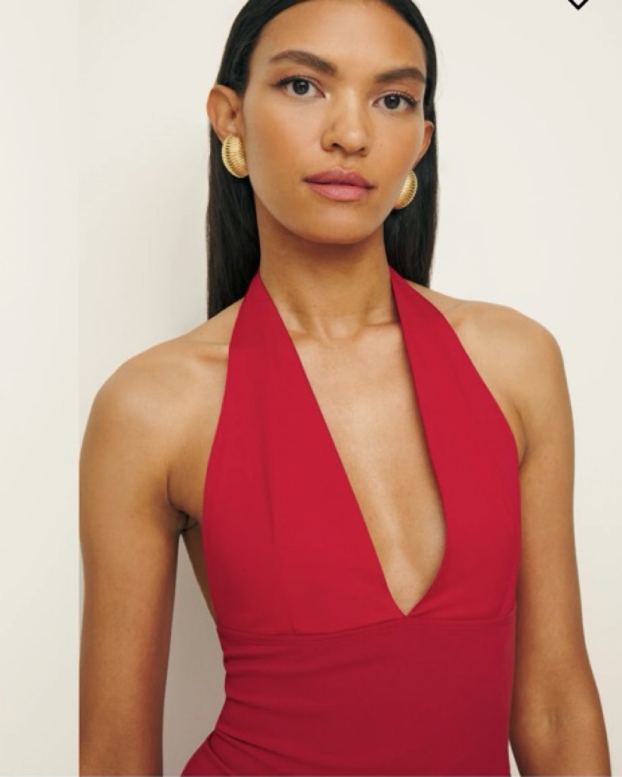 reformation red halter dress Reformation Stassie red halter dress size 2