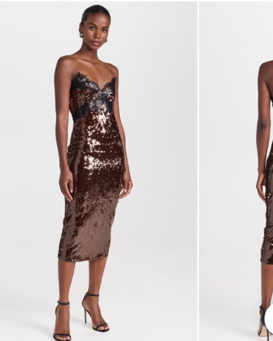Retrofete Ellen Brown Sequin Lace Dress by Retrofete - Pickle