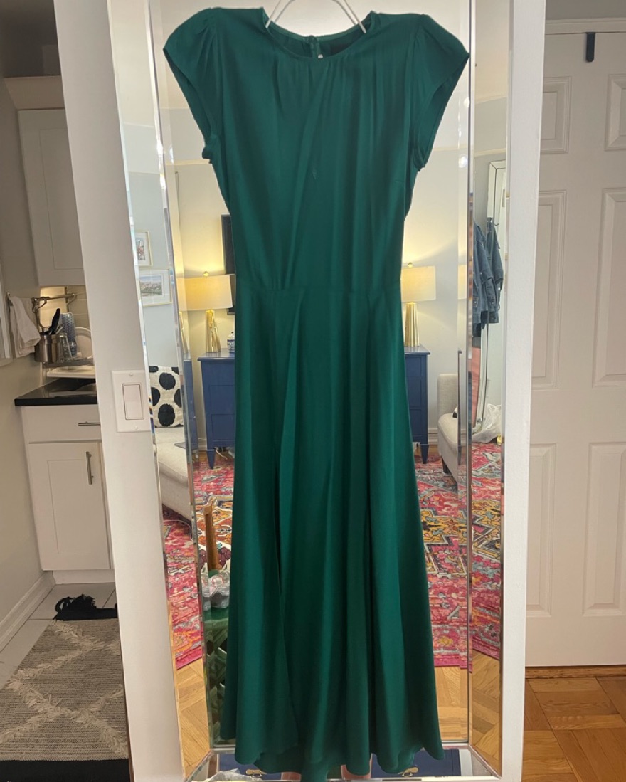 reformation gavin dress green Reformation Gavin in Emerald Green Cutout Back Side Slit Crepe Midi Dress  24 for sale online