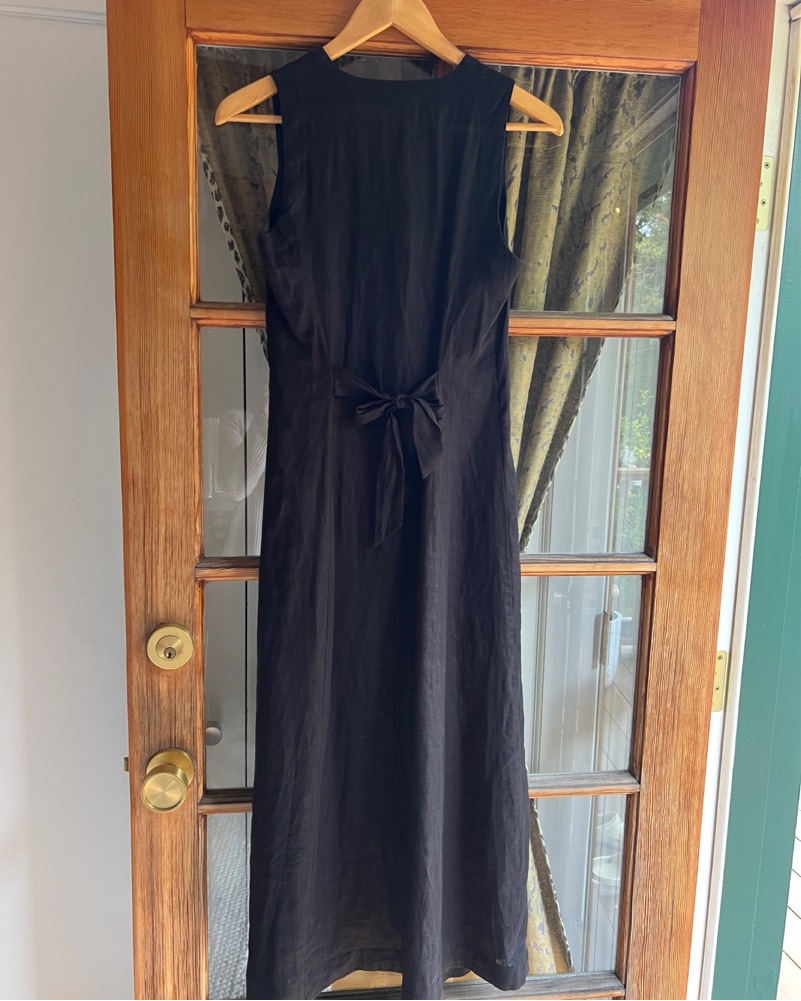 linen maxi dress sale SSYS Helen Frill Neck Drop Waist Linen Maxi Dress In Blue *FINAL SALE* main image 1