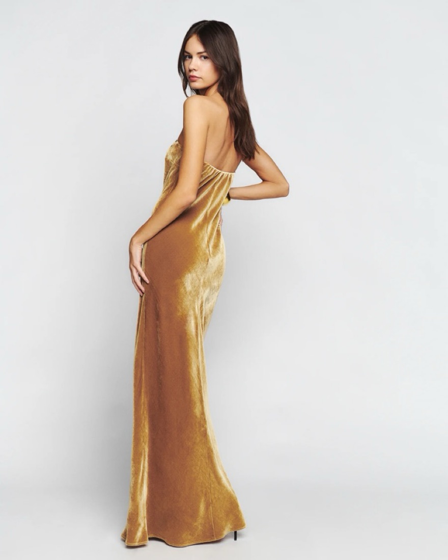 reformation women's gold velvet slip dress Reformation Women's Gold Velvet Slip Dress,Mini Dress,Sleeveless,Size S