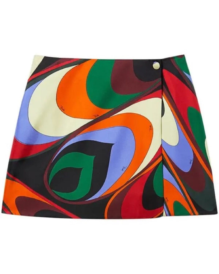 EMILIO PUCCI スカート34 Emilio Pucci Silk Wrap Mini Skirt by Pucci - Pickle