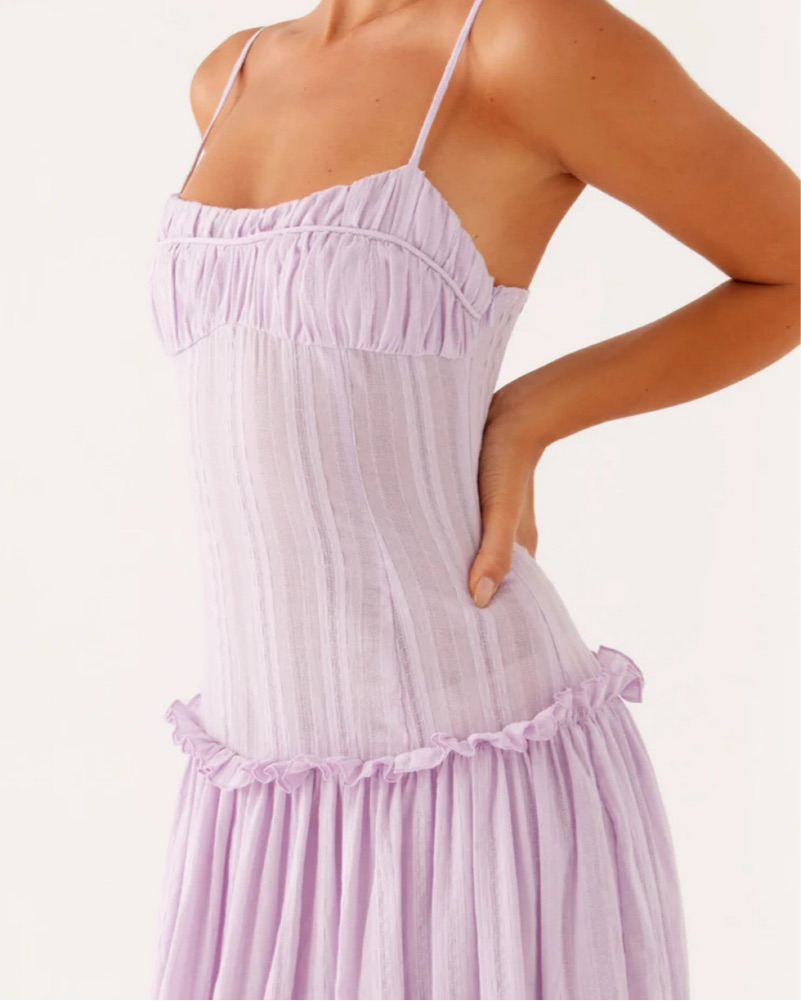 Jacinda Drop Waist Maxi Dress - Lavender by Peppermayo - Pickle