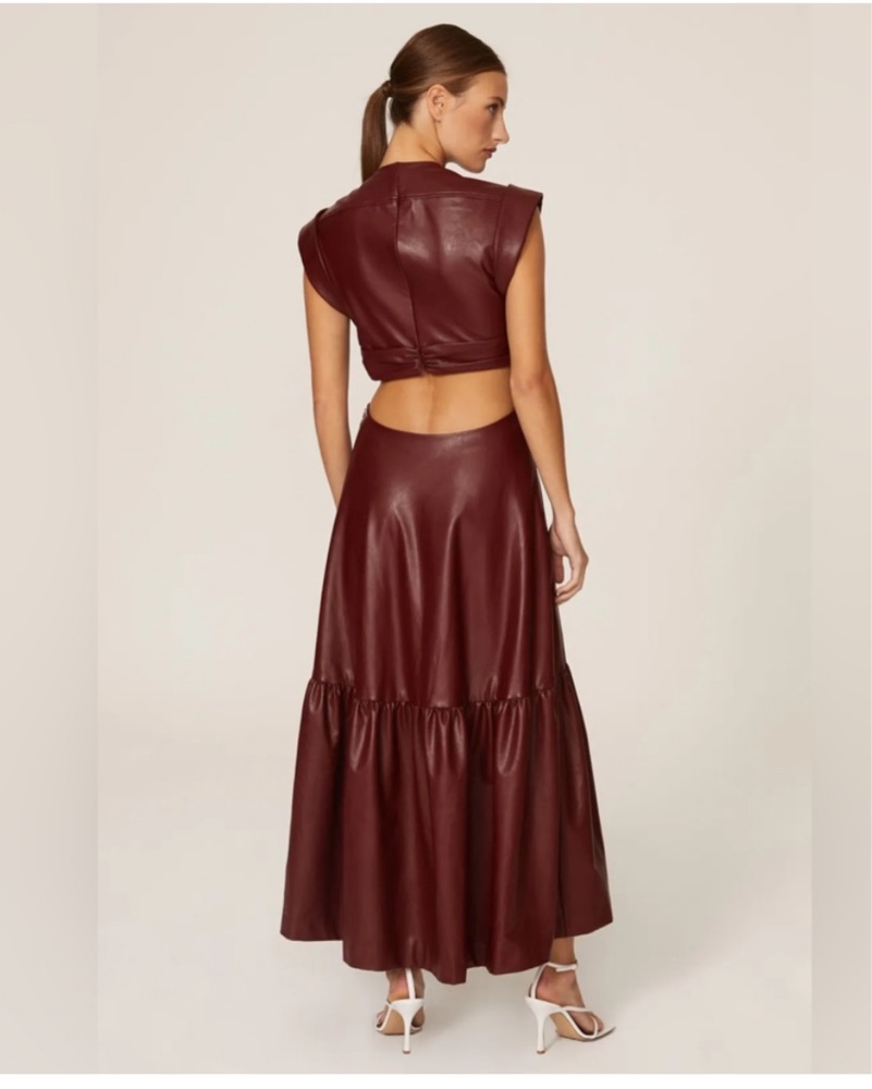 A.L.C. Burgundy Leather Maxi Dress by ALC - Pickle