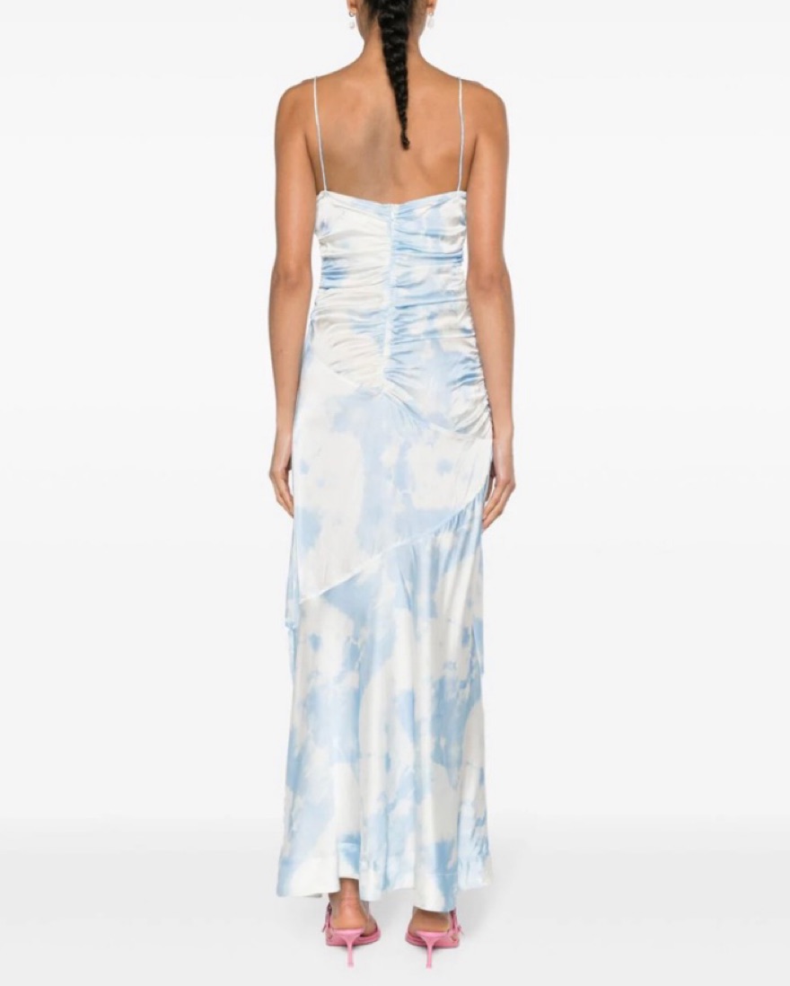 【GANNI】satin maxi dress/追跡+関税+全国送料込み Ganni Satin Gathered Maxi Dress | Saks Fifth Avenue