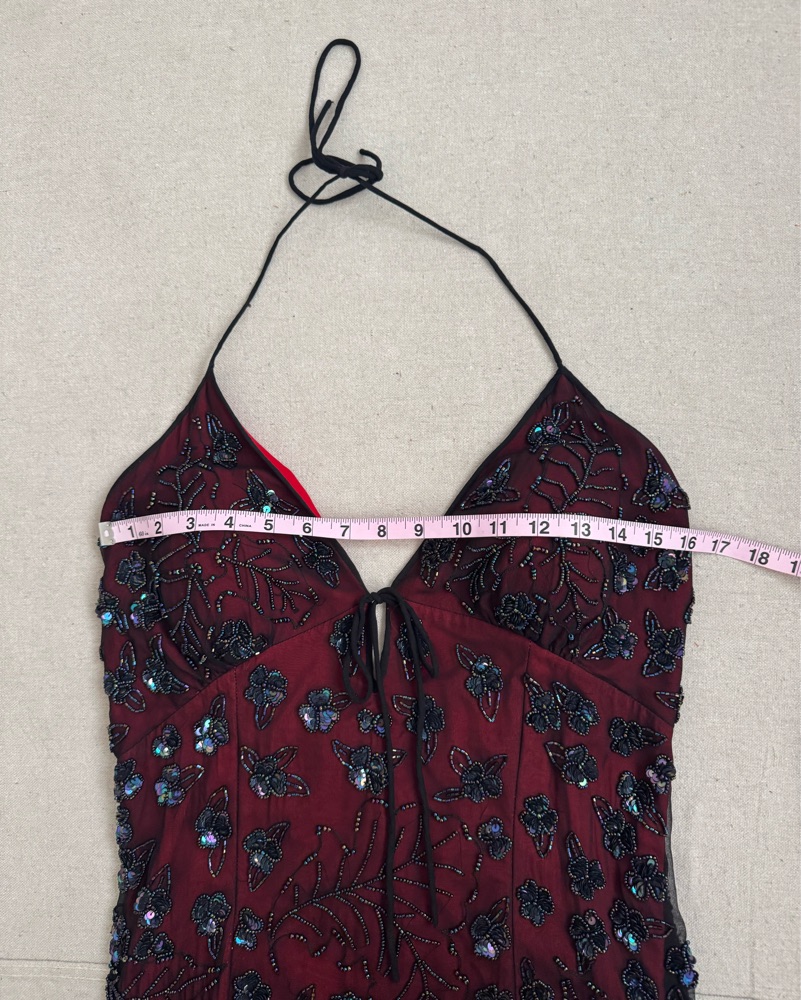 Vintage Beaded silk Scala halter dress by Scala - Pickle