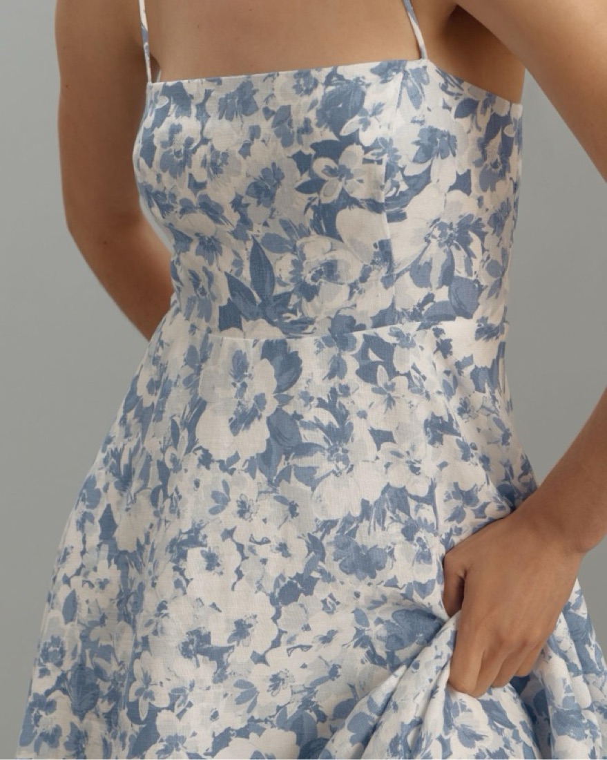 monette linen dress larkspur Reformation Monette Linen Larkspur Midi by Reformation