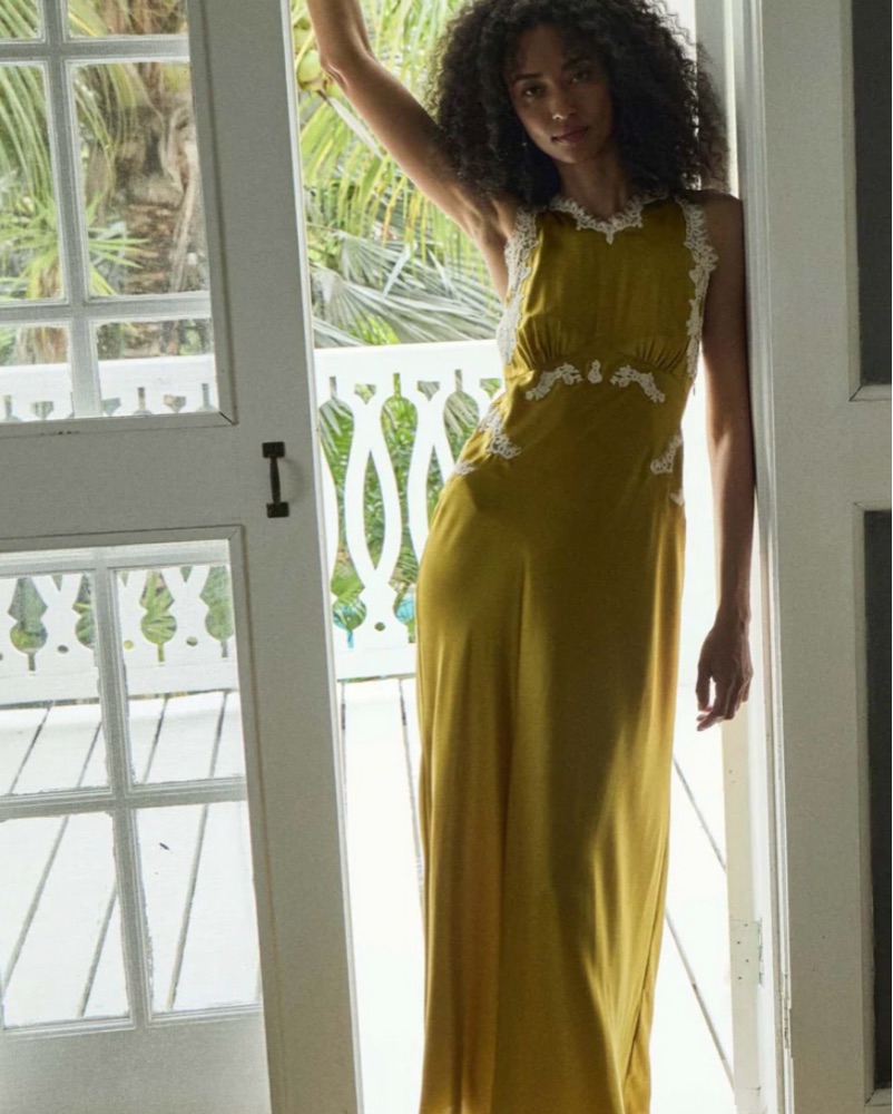 Doen Silk Odelina Dress Medium by Doen - Pickle