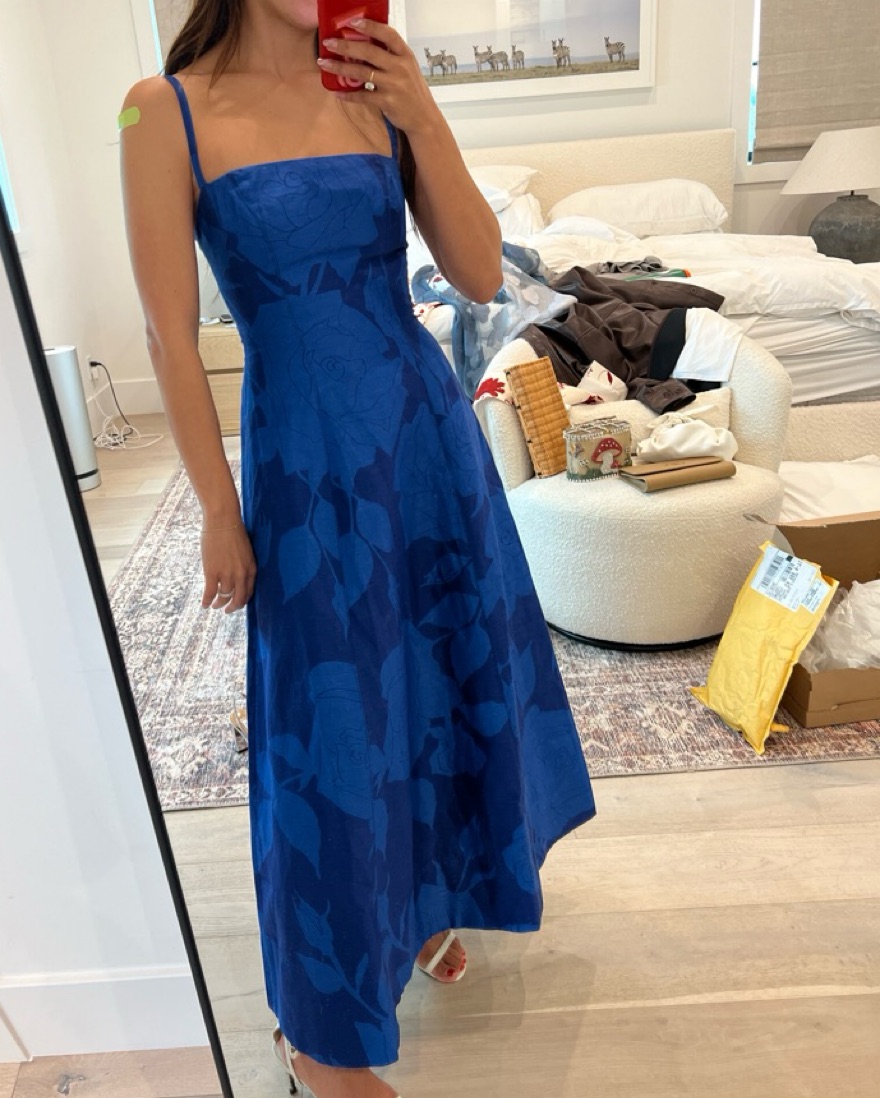 belonging flared midi dress Aje - Belonging Flared Midi Dress Blue (Size 10-12) – Goldie's