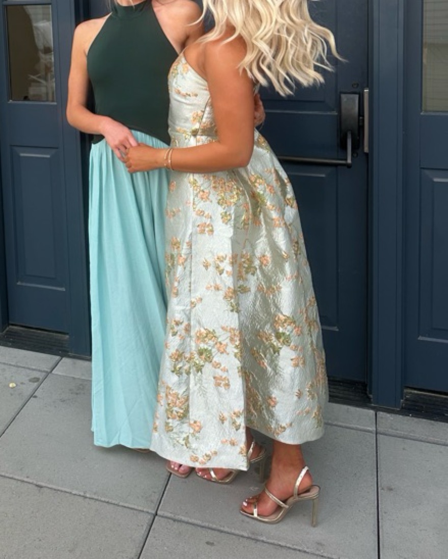 sequin dress midi Navy Sequin Puff Sleeve Midi Dress Scamp & Dude