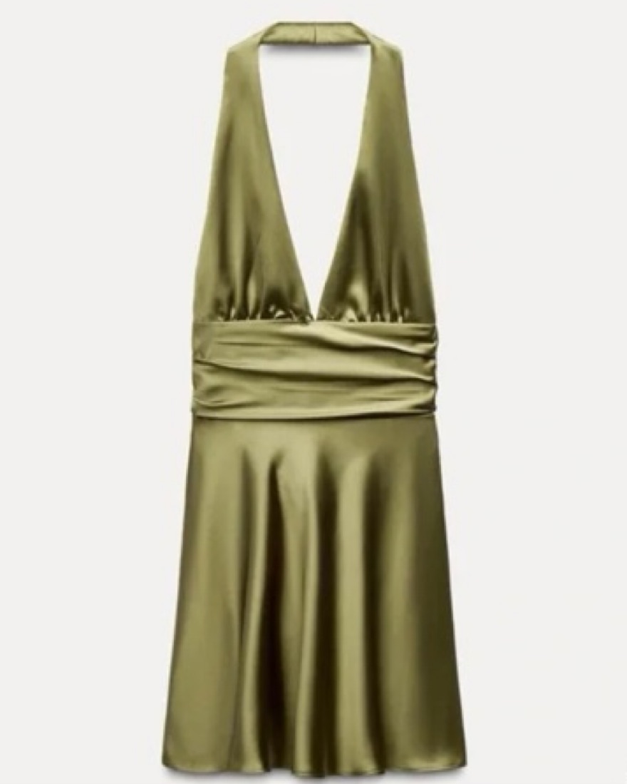 Zara Satin Halter Dress by Zara - Pickle