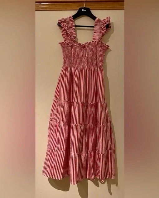 House on the Hill　Dress (Red)　100(3Y) The Ellie Nap Dress - Chili Red Textured Clip Dot – Hill