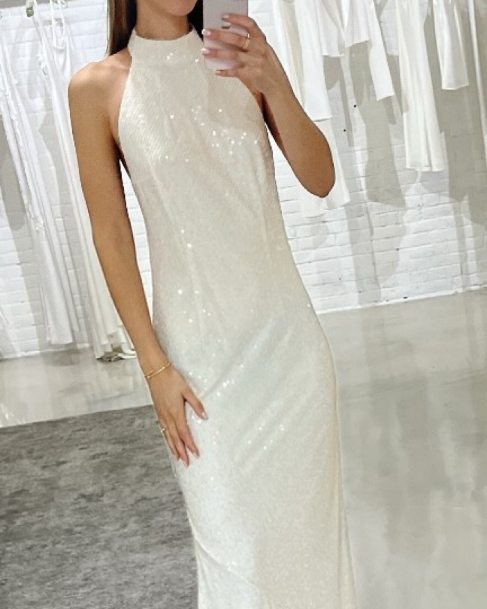 galvan white sequin dress GALVAN sequin Estrella Slip Dress pearl white US6(FR38)